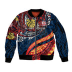Personalised Sydney Roosters Sleeve Zip Bomber Jacket Polynesian Tribal Art Style With Aggressive Rooster Mascot