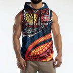 Personalised Sydney Roosters Sleeveless Hoodie Polynesian Tribal Art Style With Aggressive Rooster Mascot