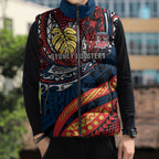 Personalised Sydney Roosters Sleeveless Puffer Jacket Polynesian Tribal Art Style With Aggressive Rooster Mascot