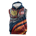 Personalised Sydney Roosters Sleeveless Zip Hoodie Polynesian Tribal Art Style With Aggressive Rooster Mascot
