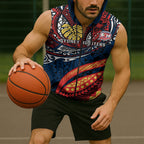 Personalised Sydney Roosters Sleeveless Zip Hoodie Polynesian Tribal Art Style With Aggressive Rooster Mascot