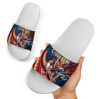 Personalised Sydney Roosters Slide Sandals Polynesian Tribal Art Style With Aggressive Rooster Mascot