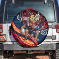 Personalised Sydney Roosters Spare Tire Cover Polynesian Tribal Art Style With Aggressive Rooster Mascot