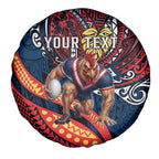 Personalised Sydney Roosters Spare Tire Cover Polynesian Tribal Art Style With Aggressive Rooster Mascot