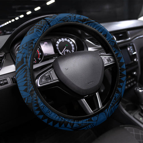 Sydney Roosters Steering Wheel Cover Polynesian Tribal Art Style With Aggressive Rooster Mascot