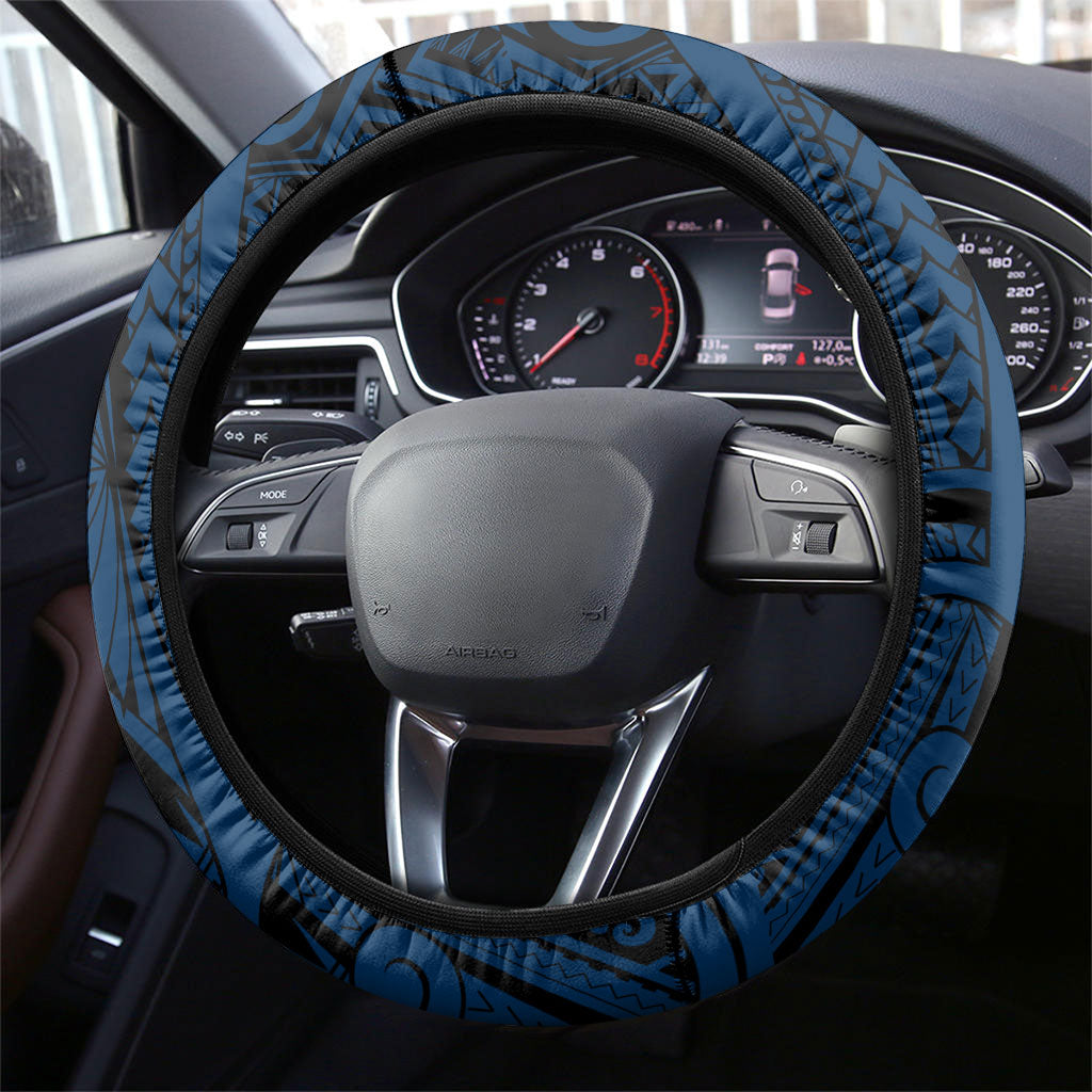 Sydney Roosters Steering Wheel Cover Polynesian Tribal Art Style With Aggressive Rooster Mascot