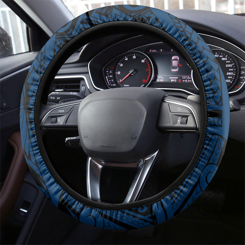 Sydney Roosters Steering Wheel Cover Polynesian Tribal Art Style With Aggressive Rooster Mascot