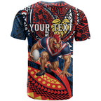 Personalised Sydney Roosters T Shirt Polynesian Tribal Art Style With Aggressive Rooster Mascot