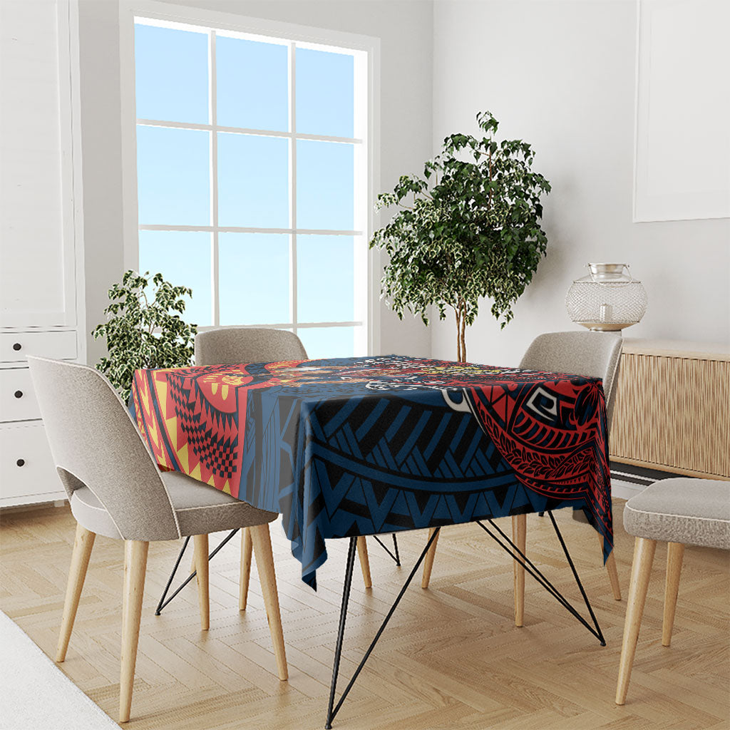 Personalised Sydney Roosters Tablecloth Polynesian Tribal Art Style With Aggressive Rooster Mascot