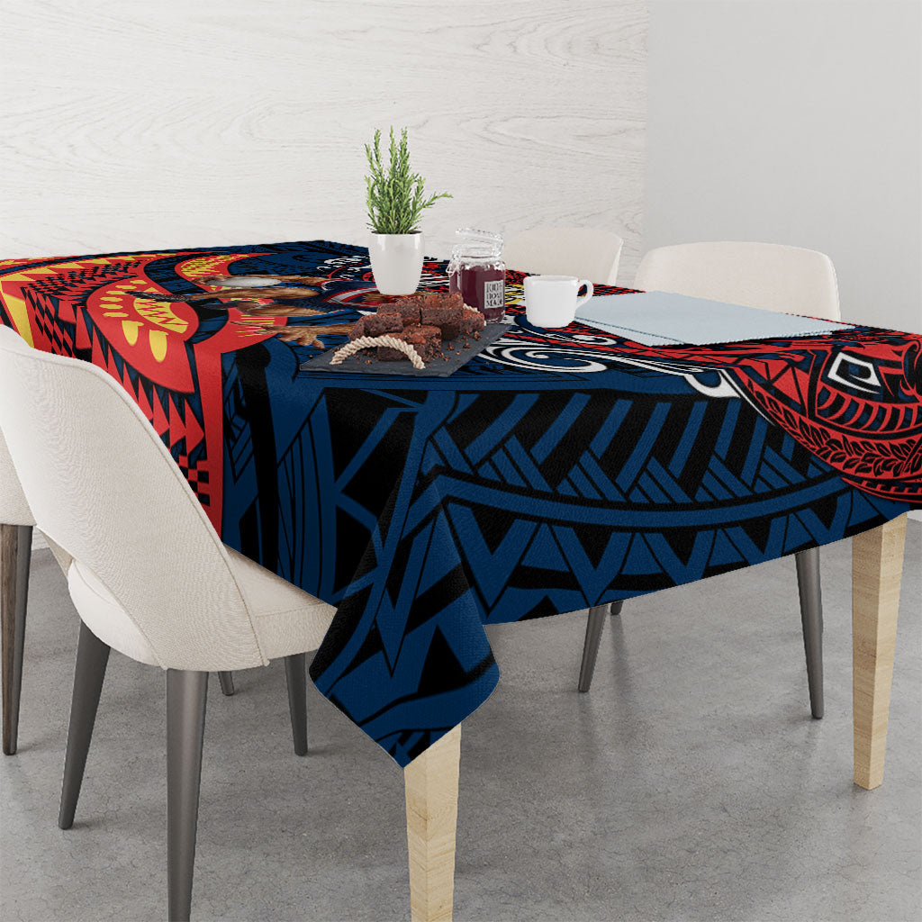 Personalised Sydney Roosters Tablecloth Polynesian Tribal Art Style With Aggressive Rooster Mascot