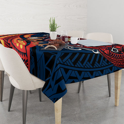 Personalised Sydney Roosters Tablecloth Polynesian Tribal Art Style With Aggressive Rooster Mascot