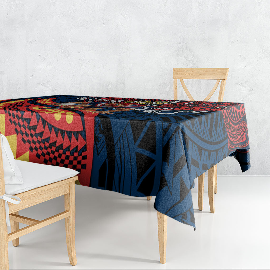 Personalised Sydney Roosters Tablecloth Polynesian Tribal Art Style With Aggressive Rooster Mascot