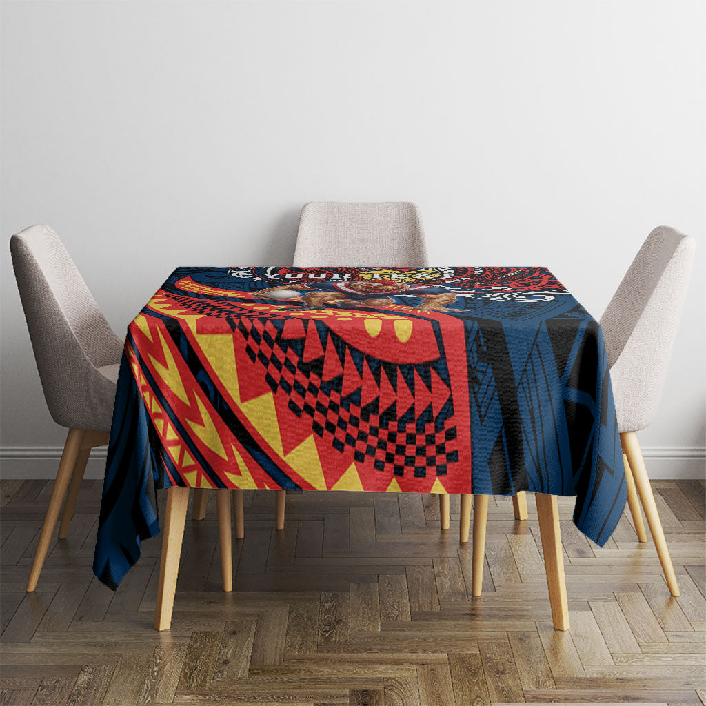 Personalised Sydney Roosters Tablecloth Polynesian Tribal Art Style With Aggressive Rooster Mascot
