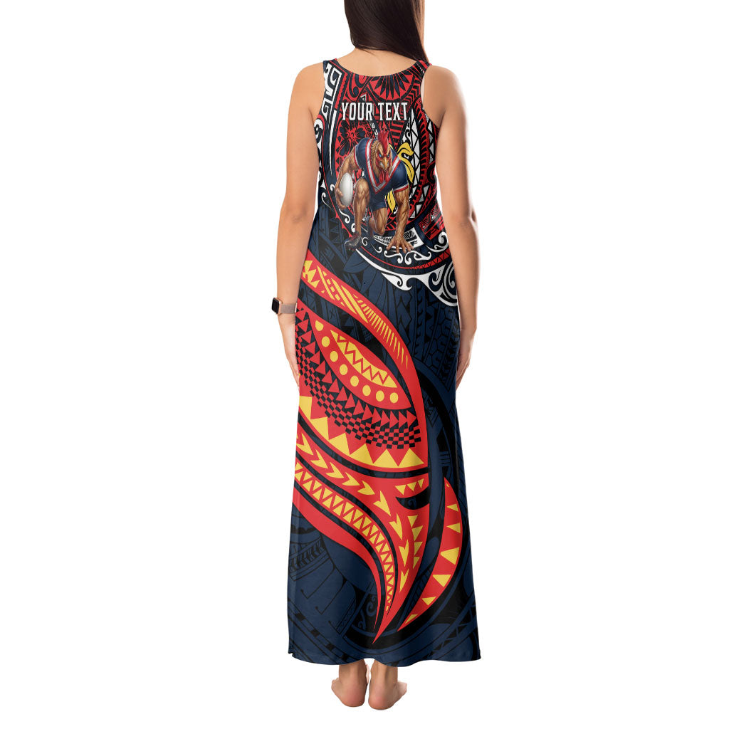 Personalised Sydney Roosters Tank Maxi Dress Polynesian Tribal Art Style With Aggressive Rooster Mascot