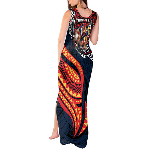 Personalised Sydney Roosters Tank Maxi Dress Polynesian Tribal Art Style With Aggressive Rooster Mascot