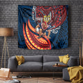 Personalised Sydney Roosters Tapestry Polynesian Tribal Art Style With Aggressive Rooster Mascot