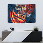Personalised Sydney Roosters Tapestry Polynesian Tribal Art Style With Aggressive Rooster Mascot