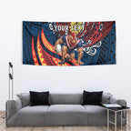 Personalised Sydney Roosters Tapestry Polynesian Tribal Art Style With Aggressive Rooster Mascot