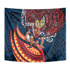 Personalised Sydney Roosters Tapestry Polynesian Tribal Art Style With Aggressive Rooster Mascot