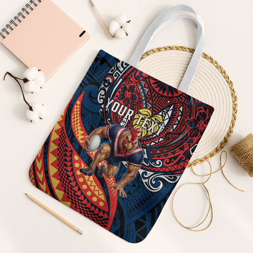 Personalised Sydney Roosters Tote Bag Polynesian Tribal Art Style With Aggressive Rooster Mascot