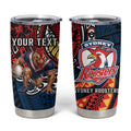 Personalised Sydney Roosters Tumbler Cup Polynesian Tribal Art Style With Aggressive Rooster Mascot