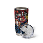 Personalised Sydney Roosters Tumbler Cup Polynesian Tribal Art Style With Aggressive Rooster Mascot