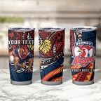 Personalised Sydney Roosters Tumbler Cup Polynesian Tribal Art Style With Aggressive Rooster Mascot