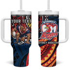 Personalised Sydney Roosters Tumbler With Handle Polynesian Tribal Art Style With Aggressive Rooster Mascot