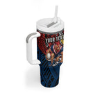 Personalised Sydney Roosters Tumbler With Handle Polynesian Tribal Art Style With Aggressive Rooster Mascot