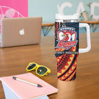 Personalised Sydney Roosters Tumbler With Handle Polynesian Tribal Art Style With Aggressive Rooster Mascot