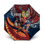 Personalised Sydney Roosters Umbrella Polynesian Tribal Art Style With Aggressive Rooster Mascot