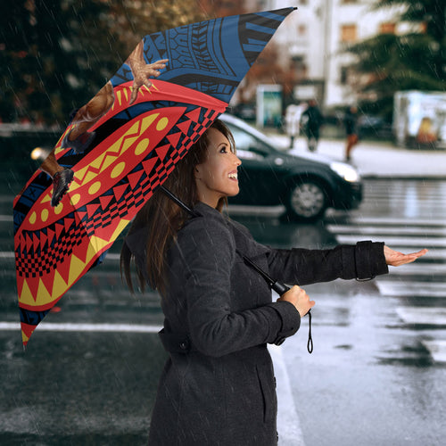 Personalised Sydney Roosters Umbrella Polynesian Tribal Art Style With Aggressive Rooster Mascot