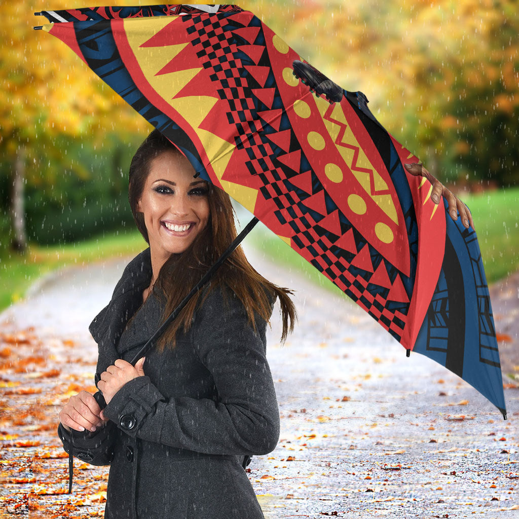 Personalised Sydney Roosters Umbrella Polynesian Tribal Art Style With Aggressive Rooster Mascot