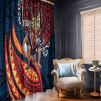Personalised Sydney Roosters Window Curtain Polynesian Tribal Art Style With Aggressive Rooster Mascot