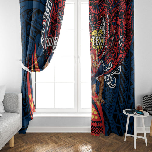 Personalised Sydney Roosters Window Curtain Polynesian Tribal Art Style With Aggressive Rooster Mascot
