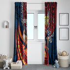 Personalised Sydney Roosters Window Curtain Polynesian Tribal Art Style With Aggressive Rooster Mascot