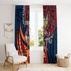 Personalised Sydney Roosters Window Curtain Polynesian Tribal Art Style With Aggressive Rooster Mascot