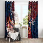 Personalised Sydney Roosters Window Curtain Polynesian Tribal Art Style With Aggressive Rooster Mascot