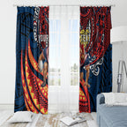 Personalised Sydney Roosters Window Curtain Polynesian Tribal Art Style With Aggressive Rooster Mascot