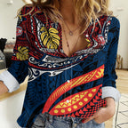 Personalised Sydney Roosters Women Casual Shirt Polynesian Tribal Art Style With Aggressive Rooster Mascot