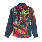 Personalised Sydney Roosters Women Casual Shirt Polynesian Tribal Art Style With Aggressive Rooster Mascot
