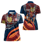 Personalised Sydney Roosters Women Polo Shirt Polynesian Tribal Art Style With Aggressive Rooster Mascot