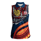 Personalised Sydney Roosters Women Sleeveless Polo Shirt Polynesian Tribal Art Style With Aggressive Rooster Mascot