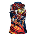 Personalised Sydney Roosters Women Sleeveless Polo Shirt Polynesian Tribal Art Style With Aggressive Rooster Mascot