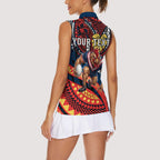 Personalised Sydney Roosters Women Sleeveless Polo Shirt Polynesian Tribal Art Style With Aggressive Rooster Mascot