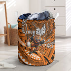 Personalised Wests Tigers Laundry Basket Polynesian Tribal Art Style With Powerful Tiger Mascot