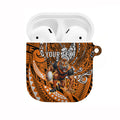 Personalised Wests Tigers AirPods Case Polynesian Tribal Art Style With Powerful Tiger Mascot