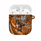 Personalised Wests Tigers AirPods Case Polynesian Tribal Art Style With Powerful Tiger Mascot