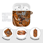 Personalised Wests Tigers AirPods Case Polynesian Tribal Art Style With Powerful Tiger Mascot