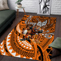 Personalised Wests Tigers Area Rug Polynesian Tribal Art Style With Powerful Tiger Mascot